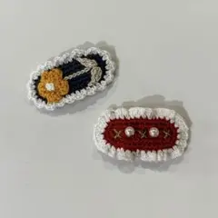 ヘアピン 花 2点 セット キッズ ベビー ハンドメイド