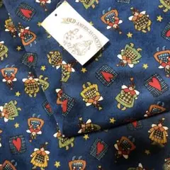 ビンテージ　アメリカ　カントリー　コットンプリント　エンジェル　ダークブルー