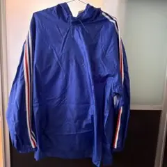 adidas 青 ストライプ ウィンドブレーカー