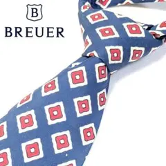 BREUER ブリュワー ブランドネクタイ ブルー ダイヤ柄 シルク カジュアル