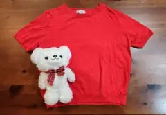 【コーデイメージ画像あり】赤　半袖　ニット　トップス【H&M】【おまけ付】