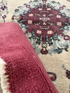 トルコ ヴィンテージ ラグ 花柄 オリエンタル サーモンピンク グリーン