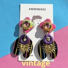 1点♦️アジアン 目玉 ポリマークレイ フラワー 太陽 ストライプ チャームピアス