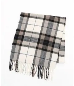 チェック柄マフラー アイボリー グレー LAKOLE