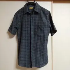 #グレー系チェック柄半袖シャツ#