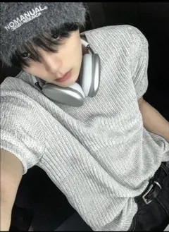 (美品）【COSYHARU】コシハル 半袖ニット グレー 韓国コーデ 韓国