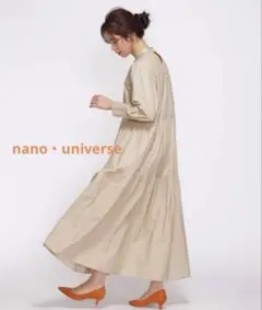 nano・universe＊バックボタンティアードワンピース ベージュ F