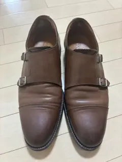 COLE HAAN ダブルモンクストラップ レザーシューズ ブラウン 7M - メルカリ