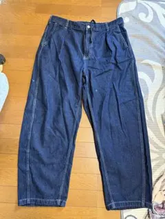 ダークブルー デニム ワイドパンツ