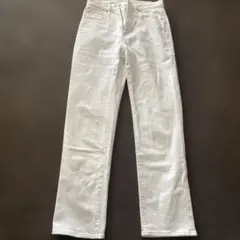 無印　ホワイト フレアデニムパンツ 25