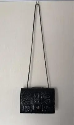 ブラック クロコダイル風ショルダーバッグ