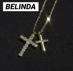 【正規品新品未使用】 BELINDA ベリンダ 2連クロス ネックレス ゴールド