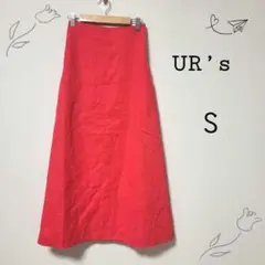 ur's 新品 リネン混 Aラインスカート 赤 S 春夏 美シルエット 涼しげ