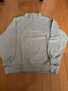 グレー ハーフジップ トレーナー裏起毛