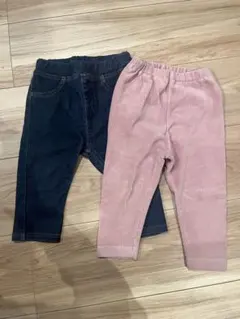 デニムとピンクのボトムスセット