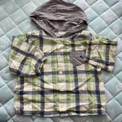 フード付きチェック柄シャツ(~95cm)