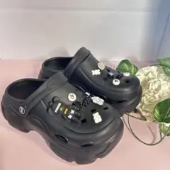 y2k ゴシック クロックス風 厚底サンダル ジビッツ付き 黒 24.0cm