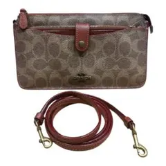 【鑑定済】COACH ショルダーバッグ ショルダーウォレット　ブラウン/レッド