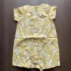 プチバトー 花柄ロンパース 6M/67cm イエロー PETIT BATEAU