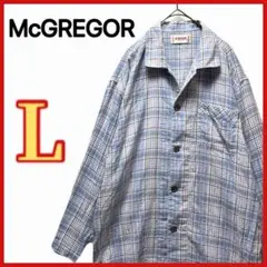 【McGREGOR】 チェック柄 長袖 カジュアル シャツ 胸ポケット 刺繍