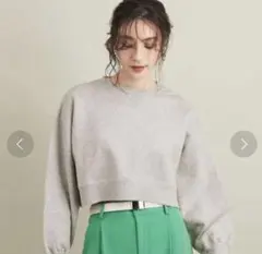 BEAUTY&YOUTH UAショートワイド裏毛スウェットプルオーバー　グレー