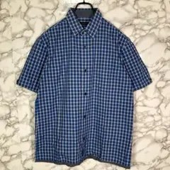 COMME CA DU MODE　（F）　チェック半袖シャツ　ブルー系