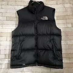 ノースフェイス 700フィル ダウンベスト 両面刺繍 ブラック 黒 M