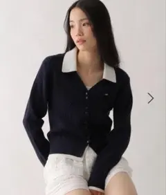 Heather ダブルカラーケーブルニット