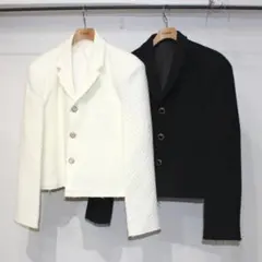 Cuirs ジャガードクロップジャケット ブラック