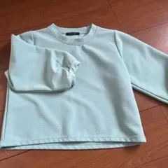 clear ミントグリーン リブ編み長袖トップス