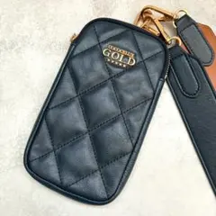 ✨美品✨ココセリュクスゴールド ダイヤモンドレザー キルティング ネイビー