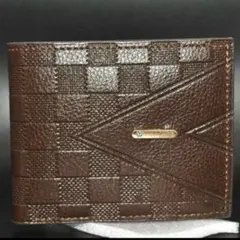 二つ折り革財布 アクアマリン装飾ブラウン