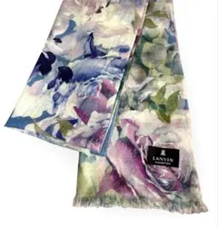 LANVIN ランバン 春色 フラワーストール 毛100% 大判 200×67㎝