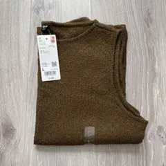 【完売品】UNIQLO シャーリングボートネックT ノースリーブ L