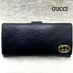 グッチ GUCCI 長財布 2つ折り インターロッキング シマ フラップ