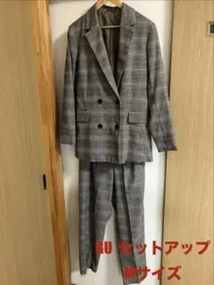 【GU】ダブルブレストテーラードジャケット（チェック）セットアップ　Мサイズ