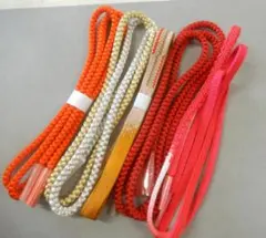 正絹・明るい色調の帯締め5本まとめて・1本アンティーク品あり