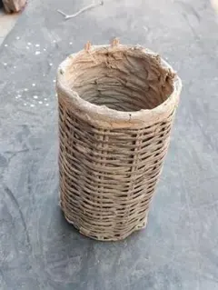 籐製円筒形バスケット