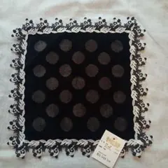 近沢レース　パンダ　ドット　ハンカチ　ブラック　黒