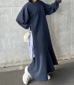 Chillfar スウェットロングワンピース L ネイビー