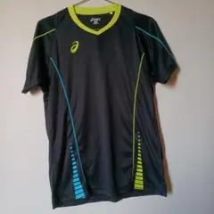 asics アシックス半袖バレーボールシャツ M 黒/青/黄
