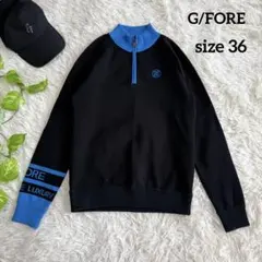 【ジーフォア】極美品 ハーフジップ ニット 長袖 ブラック 36 レディース