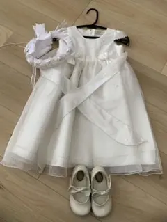 ホワイトドレス パール装飾 ヘッドドレス付き