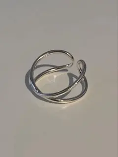 指輪 シルバー ウェーブ クロス ライン シンプル リング レディース メンズ