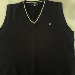 Vネック ニットベスト Lサイズ　ネイビー