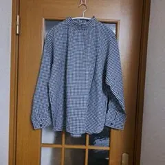 studio CLIP　ギンガムスタンドフリルブラウス