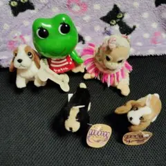 set colección カエルと犬・猿・羊のぬいぐるみセットのサムネイル