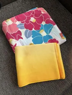 花柄浴衣・黄色帯セット