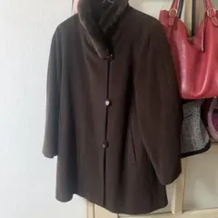 美品 M-Salir アンゴラ混 ハーフコート アウター ブラウン レディース 