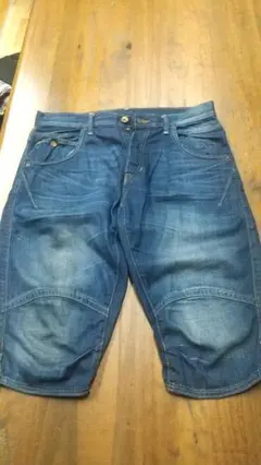 984 H&M デニムひざ下丈 ダークブルー